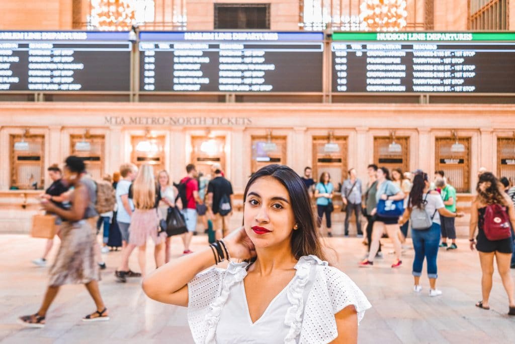 woman standing at airport