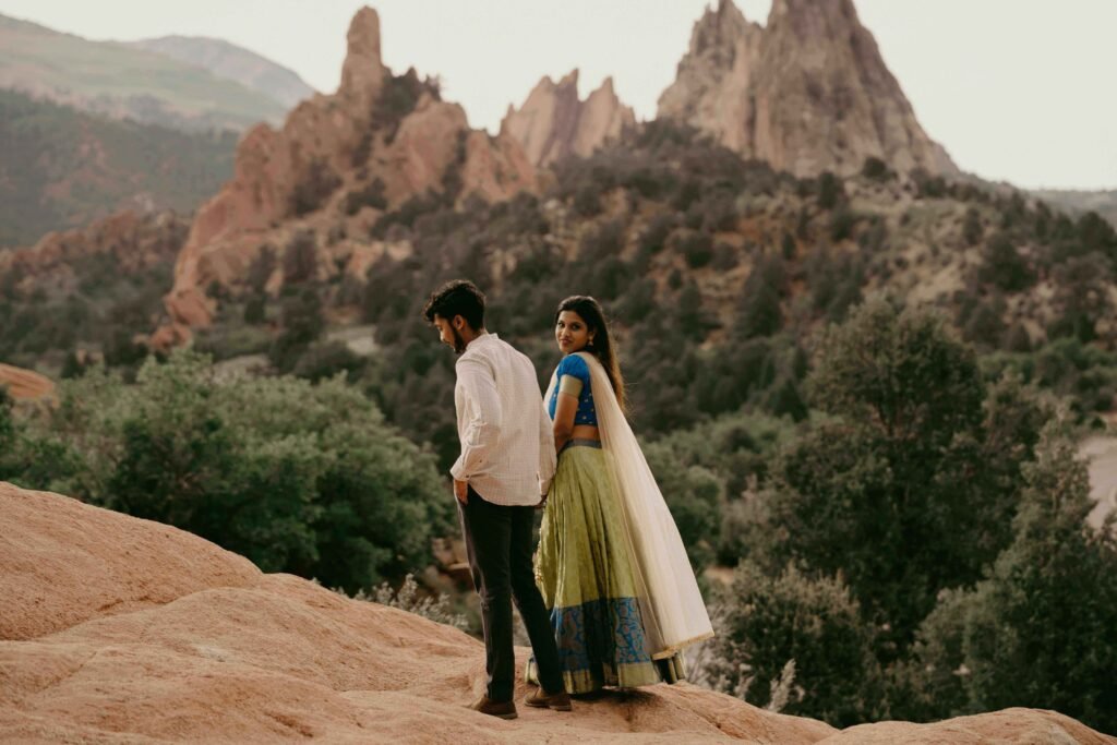 indian couple on mountain